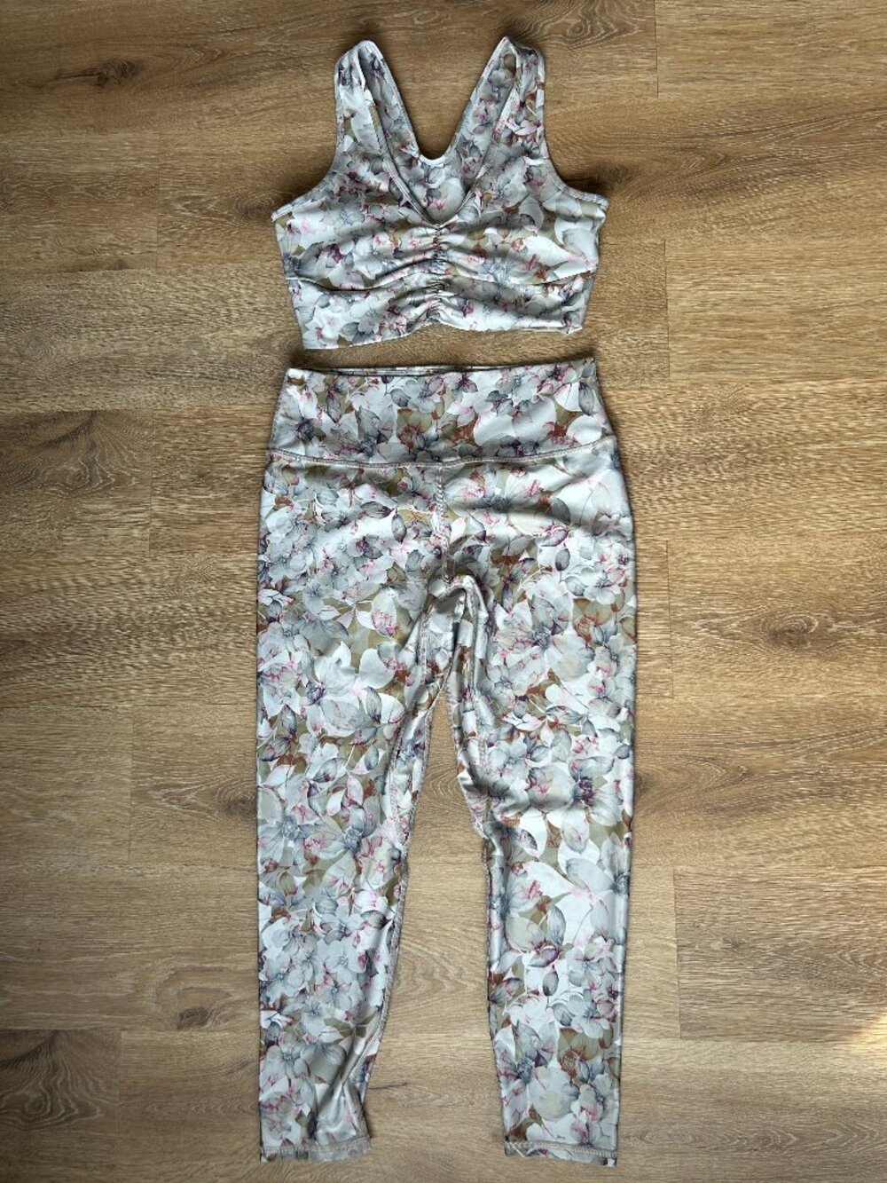Savvi Petal Set: Julia Bra & Miya Leggings Matching Floral Workout Set L/XL